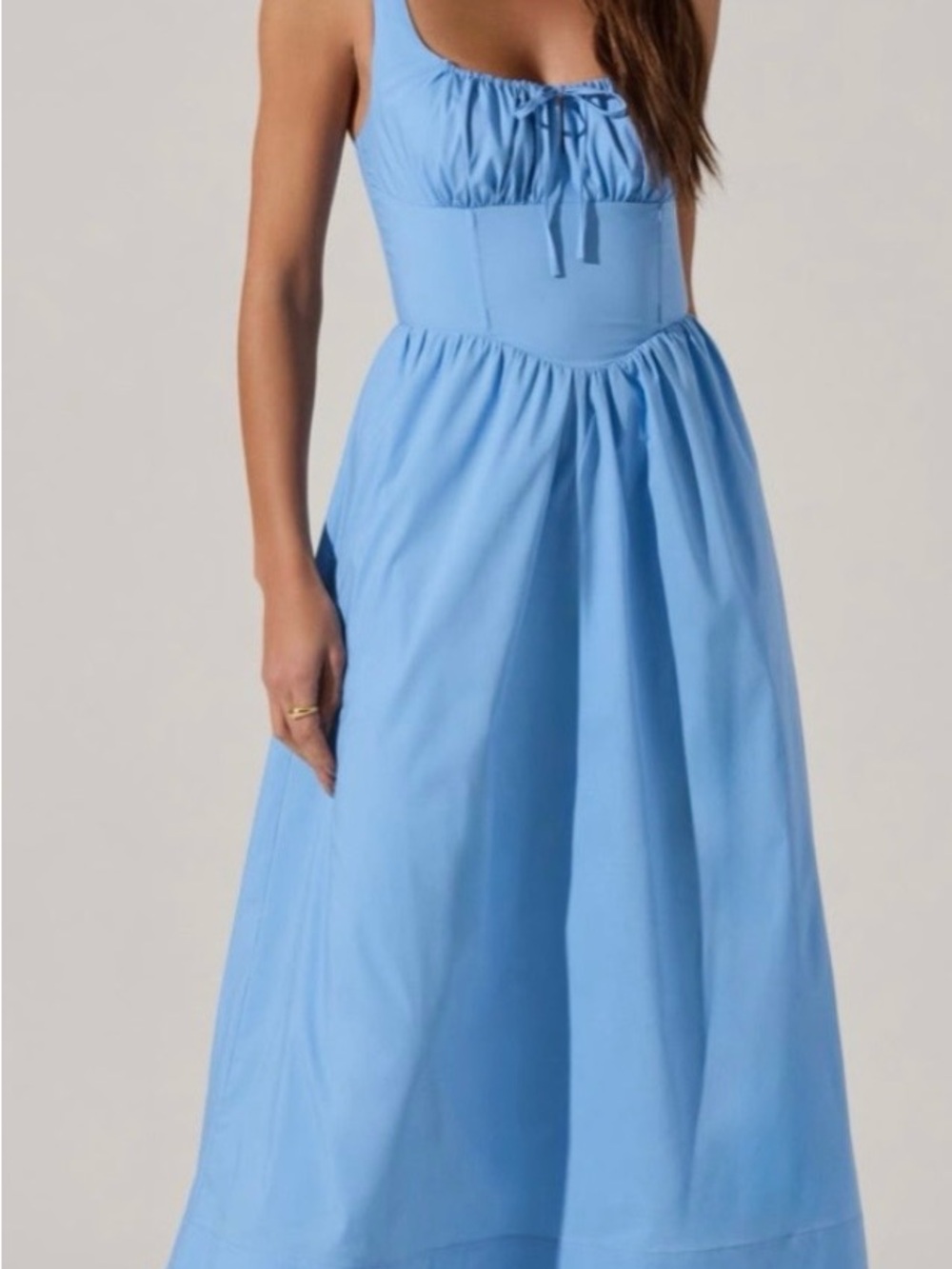 Astr Blue Milkmaid Dress with pockets